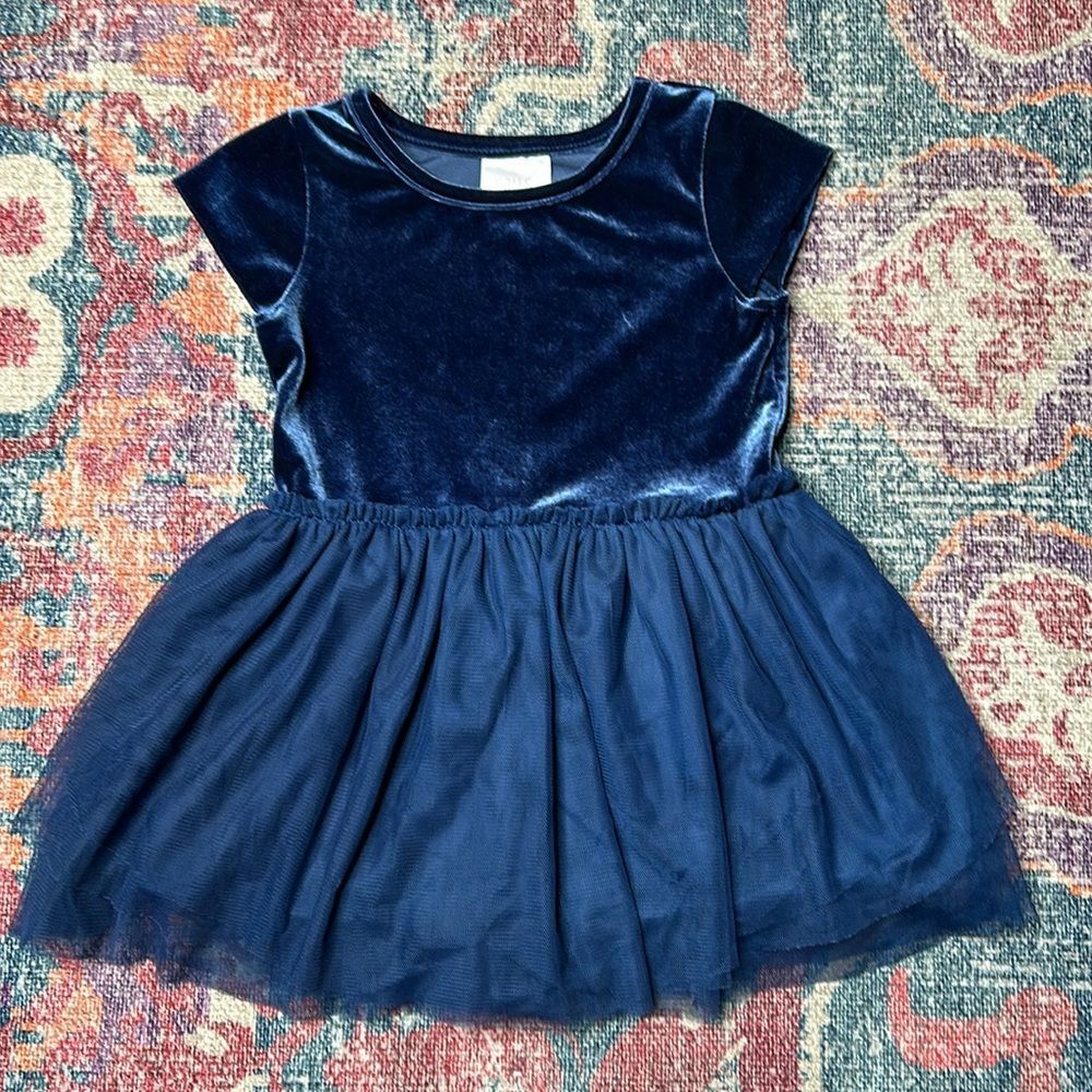 FALLS CREEK KIDS 2T Navy Velvet Dress With Tulle Skirt
